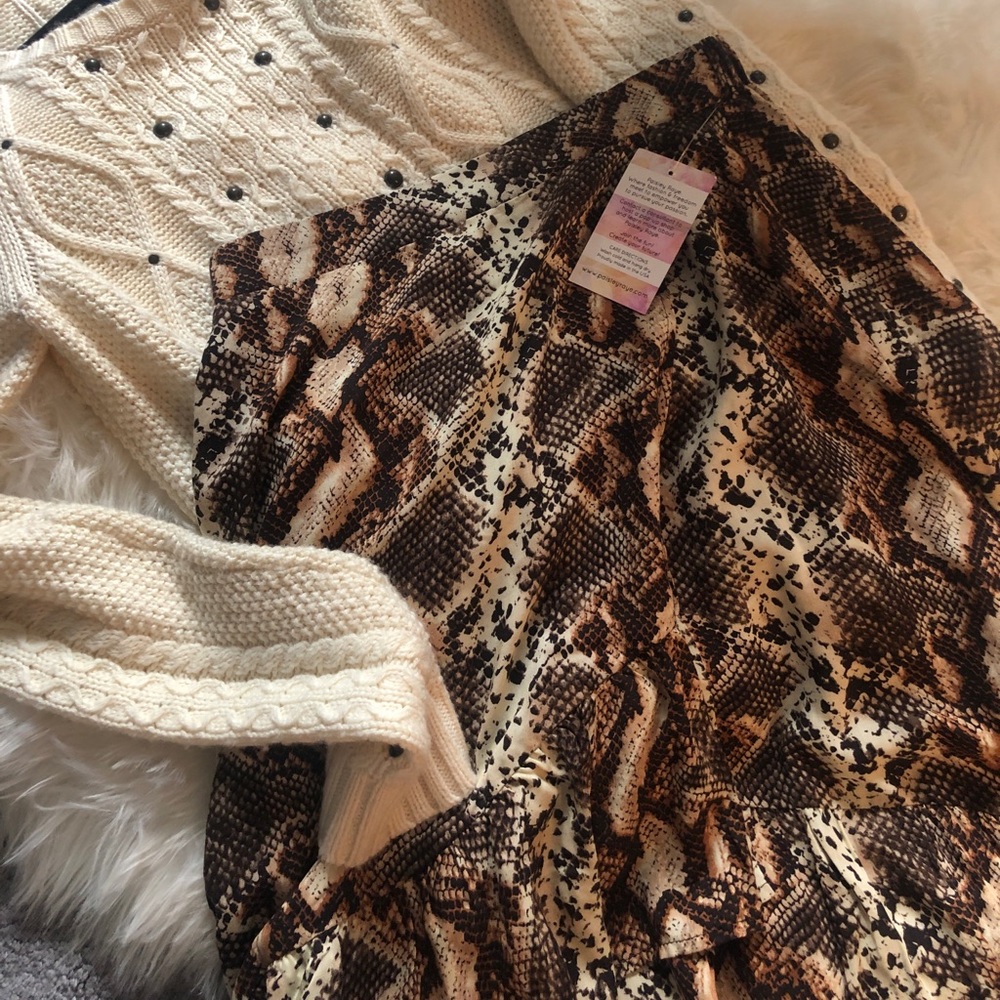 Paisley Raye snake print midi skirt